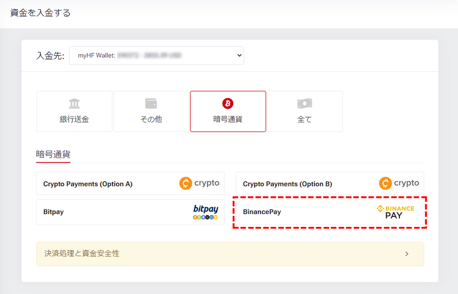 HFM_BinancePayを選択_パソコン画面