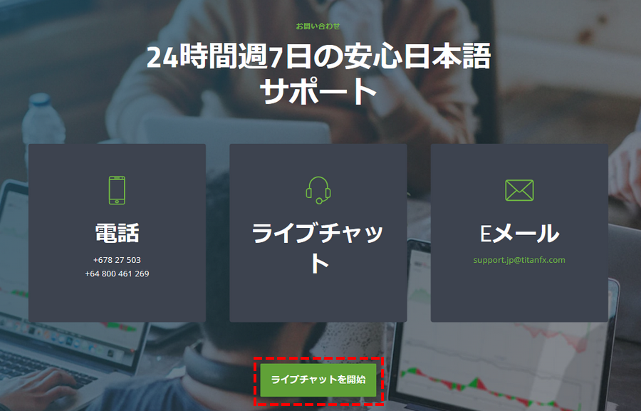 TitanFXサポート_ライブチャット_パソコン画面