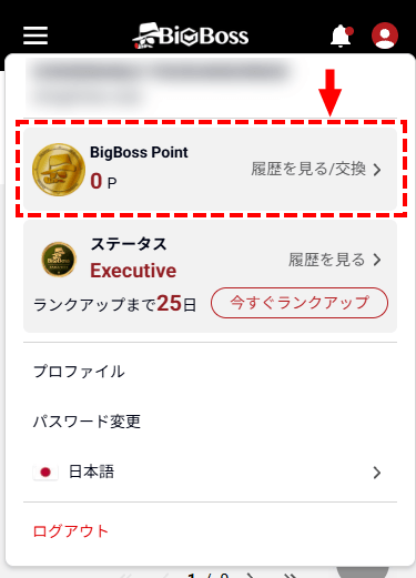 BigBoss_ボーナス交換_スマホ画面