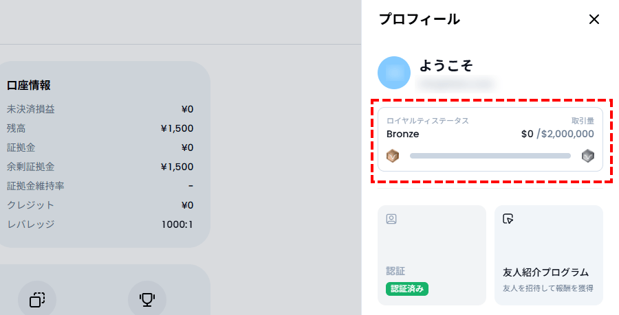 XMロイヤルティプログラムのポイント確認_パソコン画面