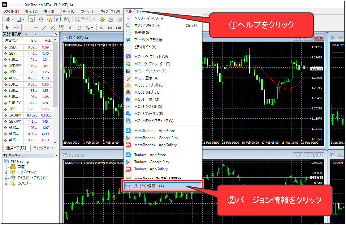 XM_デモ口座バージョン情報確認_pc1