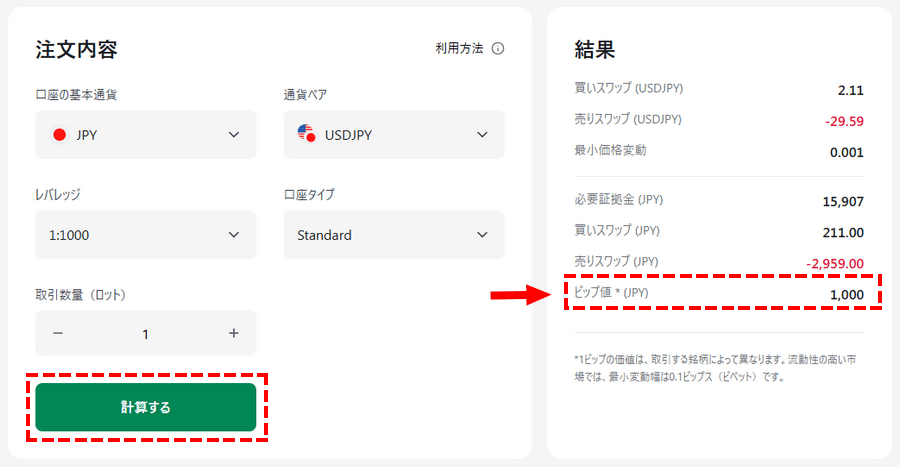 XM_pip値の表示_パソコン画面