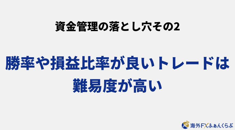 資金管理の落とし穴2，勝率や損益比率のバランスが良いトレードは難易度が高い