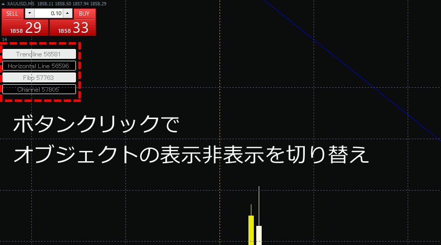 ボタンクリックでオブジェクトの表示非表示を切り替え可能