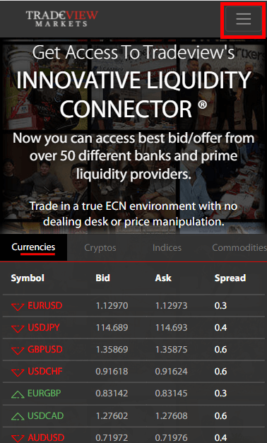 Tradeview問い合わせ_メニューを選択