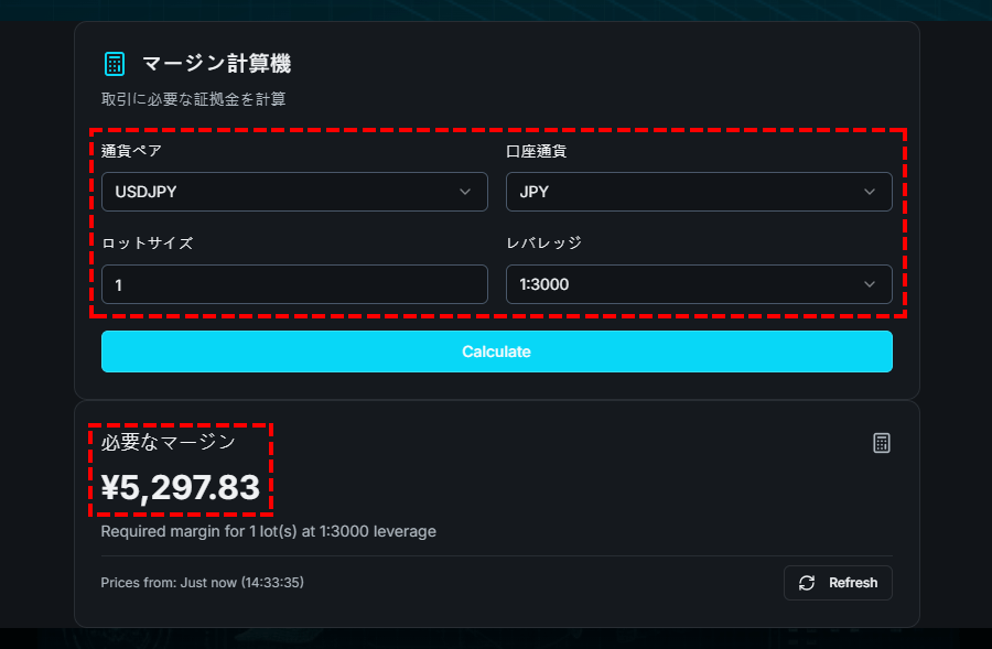 TTCM_証拠金計算機_計算結果_パソコン画面