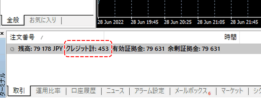 XMボーナスクレジット確認