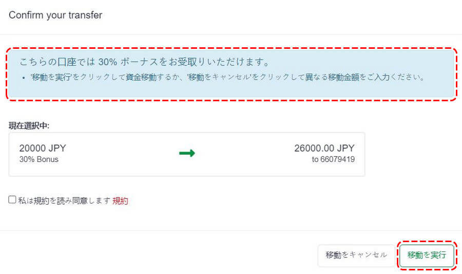 HFM資金移動ロイヤリティボーナス