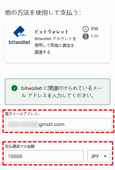 Axi_bitwallet入金_入金額の入力_スマホ画面