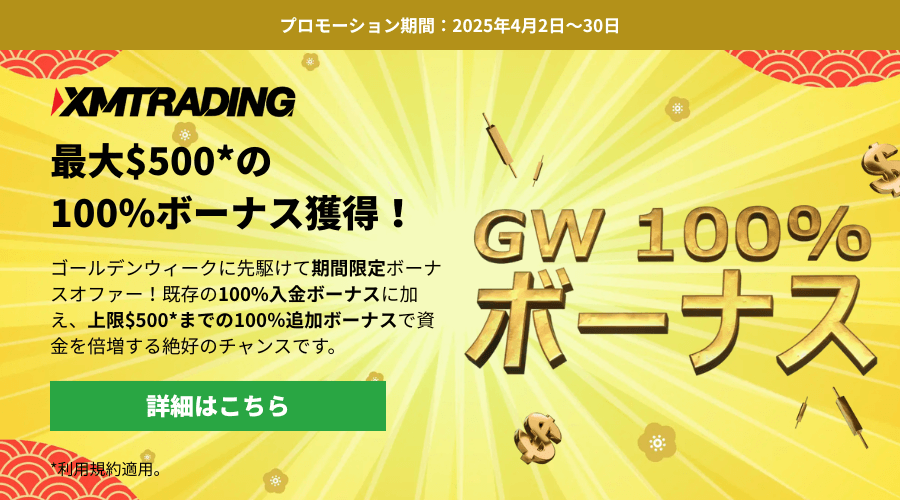 XMTradingゴールデンウィーク100%ボーナスプロモーション