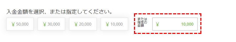 クレカ入金_入金額を入力_パソコン画面