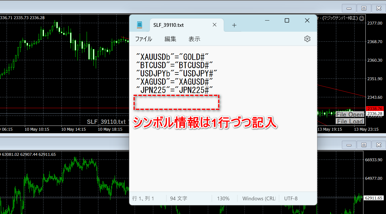 シンボルファイル編集時の注意点を示した画像