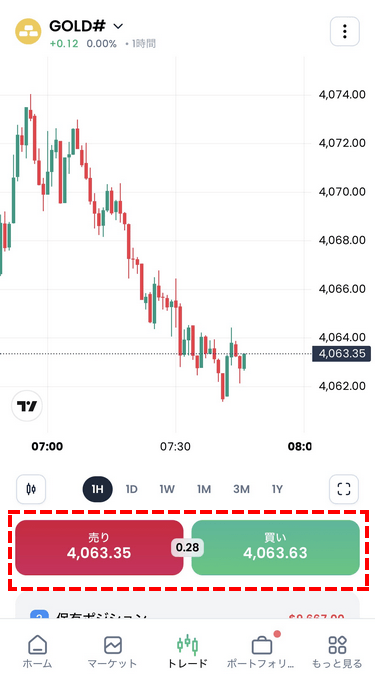 XMTradingスマホアプリXMTD TraderProの注文ボタンを押す