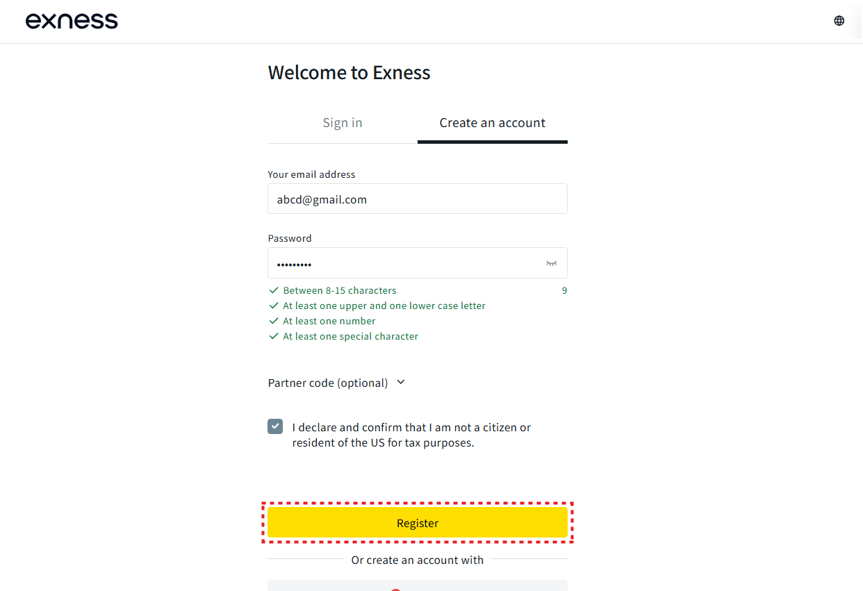 Exness口座開設_登録画面_pc